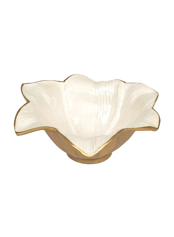 

Julia Knight 8-inch Lily Abstract Aluminum Serving Bowl, 2.25 x 8 x 8cm, Gold Snow, Beige