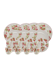 Claytan 20-Piece Wild Rose Ceramic Dinnerware Set, Red