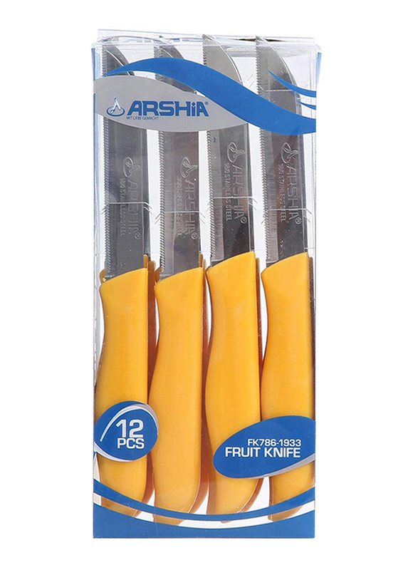 Arshia 4-Piece 88mm Fruit Knife Set, FK786, Yellow