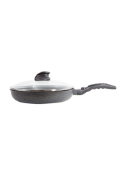Arshia 32cm Granite Frying Pan with Glass Lid, Black