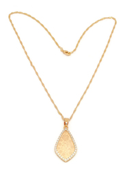 Florence Collection Gold Plated Copper Necklace for Women, with Cubic Zirconia Stone and Floral Pointed Teardrop Pendant, White/Gold