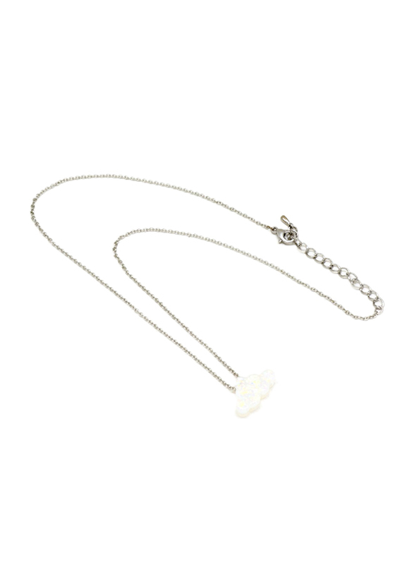Florence Collection Silver Plated Copper Cloud Pendant Necklace for Women, with Opal Stone, White/Silver