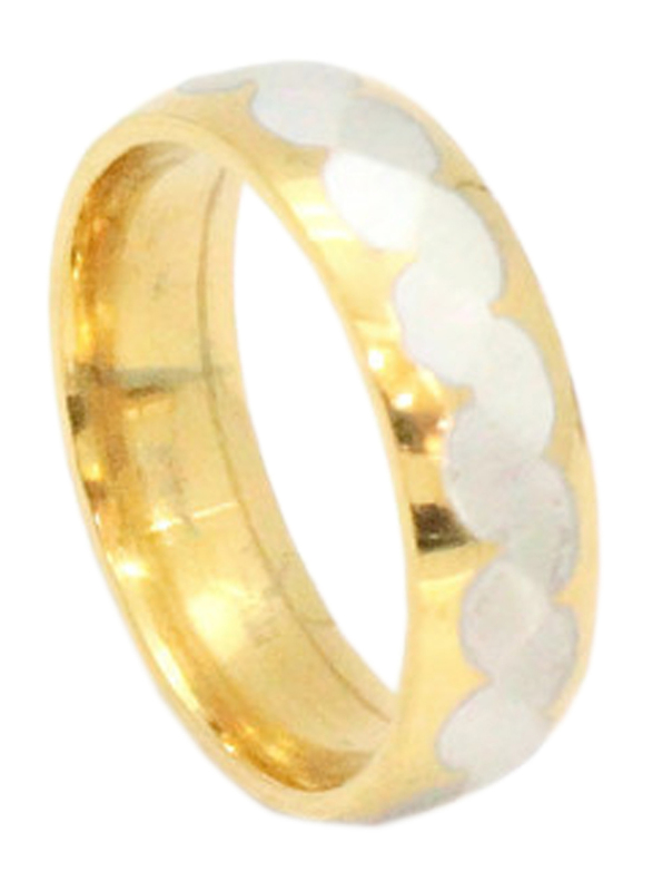 Florence Collection Two Tone Stainless Steel Round Ring for Men, Gold, Free Size