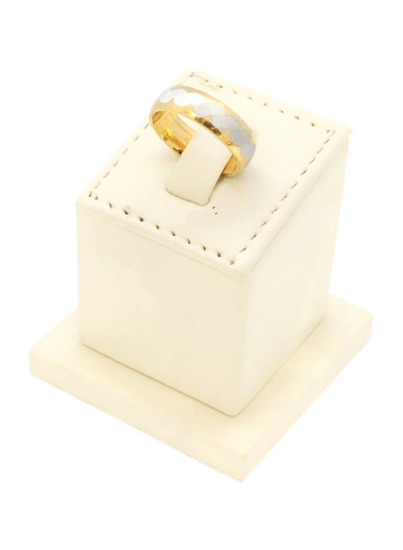 Florence Collection Two Tone Stainless Steel Round Ring for Men, Gold, Free Size