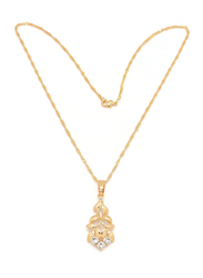 Florence Collection Gold Plated Copper Necklace for Women, with Cubic Zirconia Stone and Floral Leaf Branch Pendant, White/Gold