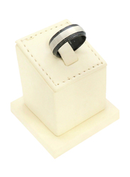 Florence Collection Two Tone Stainless Steel Round Ring for Men, Black/Silver, Free Size