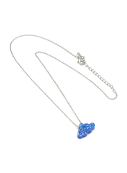 Florence Collection Silver Plated Copper Cloud Pendant Necklace for Women, with Opal Stone, Blue/Silver