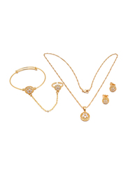 Florence Collection 3-Pieces 18K Gold Plated Jewellery Set for Girls, with Earrings, Bracelet, Ring and Necklace with Geometric Design and Cubic Zirconia Stones, Gold