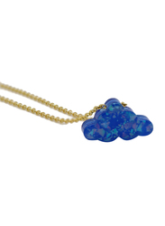 Florence Collection Gold Plated Copper Cloud Pendant Necklace for Women, with Opal Stone, Blue/Gold