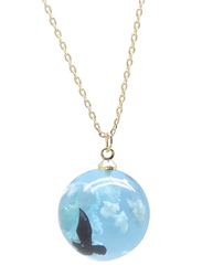Florence Collection Gold Plated Copper Necklace for Women, with Sky Cloud Resin Ball Pendant, Blue/Gold