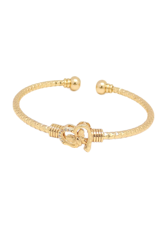 Florence Collection 2-Pieces Gold Plated Copper Love Butterfly Cuff Bracelet & Ring Jewellery Set for Girls, with Cubic Zirconia Stone, Gold/White