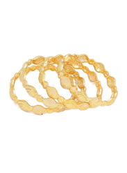 Florence Collection 4-Pieces Gold Plated Copper Floral Filigree Bangle Bracelet for Women, White/Yellow Gold
