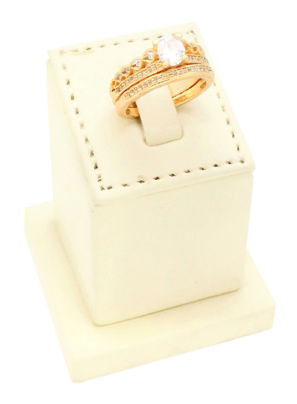 Florence Collection 18k Gold Pebble Design Wedding Ring for Women with Zircon Stone Studded, Gold, Free Size