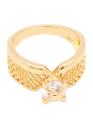 Florence Collection 18k Gold Criss Cross Design Wedding Ring for Women with Zircon Stone Studded, Gold, Free Size