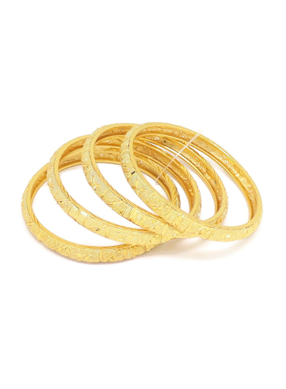 Florence Collection 4-Pieces Gold Plated Copper Butterfly Bangle Bracelet for Women, Gold