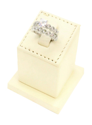 Florence Collection Rhodium Polished Wedding Ring for Women with Zircon Stone Studded, Silver, Free Size