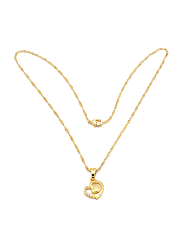 Florence Collection 3-Pieces 18K Gold Plated Jewellery Set for Girls, with Earrings, Bracelet, Ring and Necklace with Heart Shape Design and Cubic Zirconia Stones, Gold