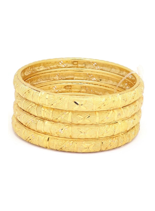 Florence Collection 4-Pieces Gold Plated Copper Butterfly Bangle Bracelet for Women, Gold
