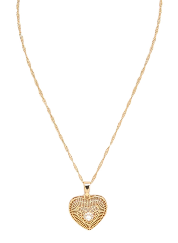 Florence Collection Gold Plated Copper Full of Love Pendant Necklace for Women, with Cubic Zirconia Stone, Gold/White