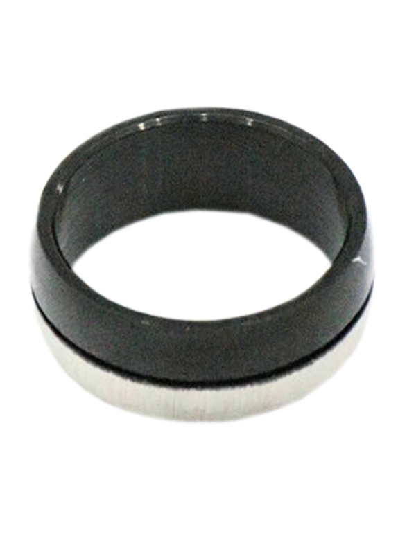 Florence Collection Two Tone Design Stainless Steel Round Ring for Men, Black/Silver, Free Size