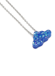 Florence Collection Silver Plated Copper Cloud Pendant Necklace for Women, with Opal Stone, Blue/Silver