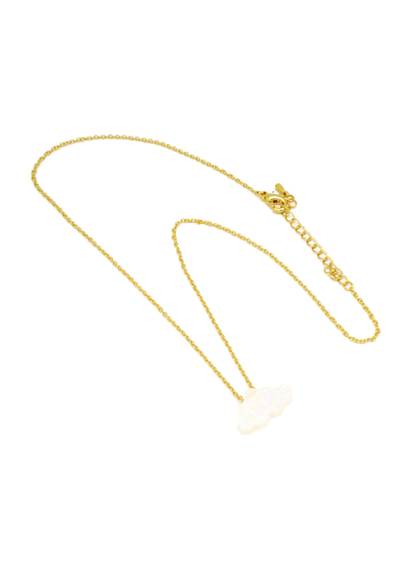 Florence Collection Gold Plated Copper Cloud Pendant Necklace for Women, with Opal Stone, White/Gold