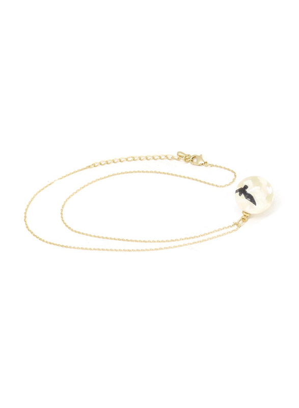 Florence Collection Gold Plated Copper Necklace for Women, with Sky Cloud Resin Ball Pendant, White/Gold