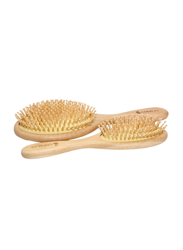 Coco Jar Bamboo Hair Brushes - Round Shape (Handle Material: Oak , Tootch Material: wood bristle )
