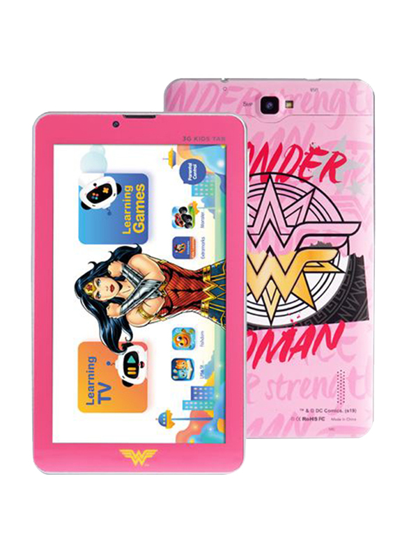 Touchmate Wonder Woman 16GB Pink 7-inch Kids Tablet, Quad Core 1.3GHz, 1GB RAM, 3G, with Silicone Cover Bundle and Headphones
