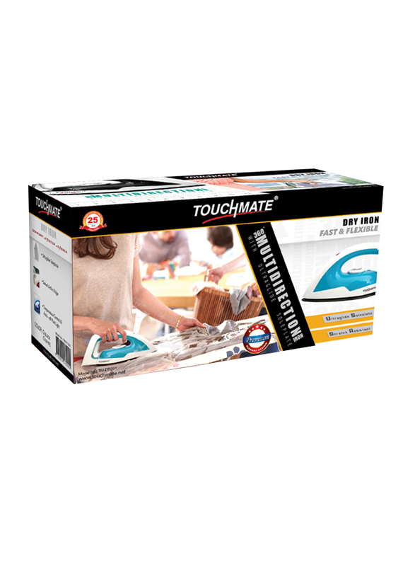 Touchmate 360° Multi-Direction Dry Iron, 1200W, TM-DTI201, Blue/White