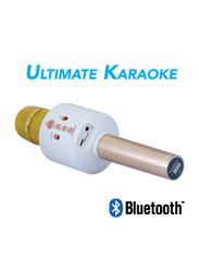 Touchmate TM-QK400 Wireless Bluetooth Karaoke Microphone with Speaker, Music Controls, Echo, TF Slot, Gold/White