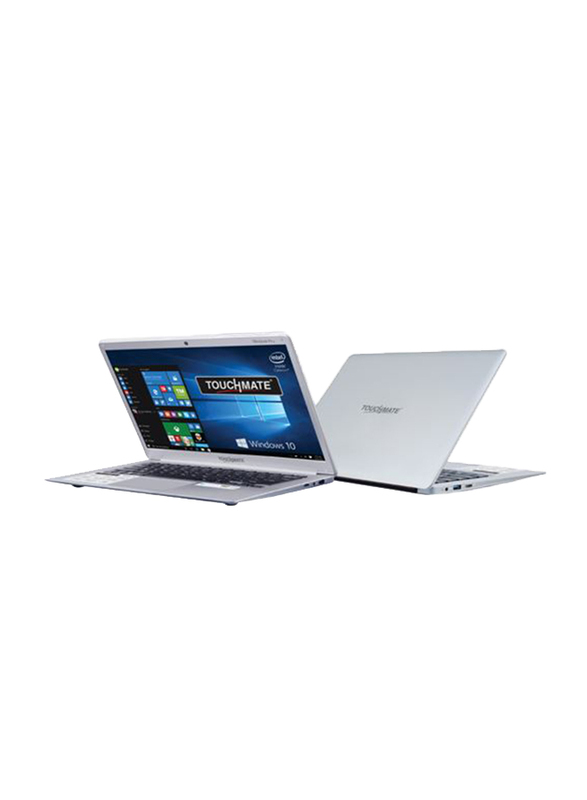 Touchmate Notebook Laptop, 14-inch Full-HD Display, Intel Celeron 2.40 GHz, 1TB HDD + 64GB SSD, 4GB RAM, Windows 10, English Keyboard, TM-NB148TSH, Silver