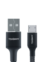 Touchmate 1-Meter Micro USB Fabric Braided Charge and Data Sync Cable, High-Speed 2.4A Micro USB Type A Male to Micro-B USB for Smartphone, Black