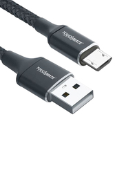Touchmate 1-Meter Micro USB Fabric Braided Charge and Data Sync Cable, High-Speed 2.4A Micro USB Type A Male to Micro-B USB for Smartphone, Black