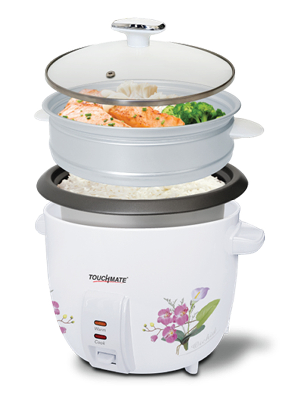 Touchmate 2.2L 2-in-1 Rice Cooker & Steamer, 900W, TM-RC102, White