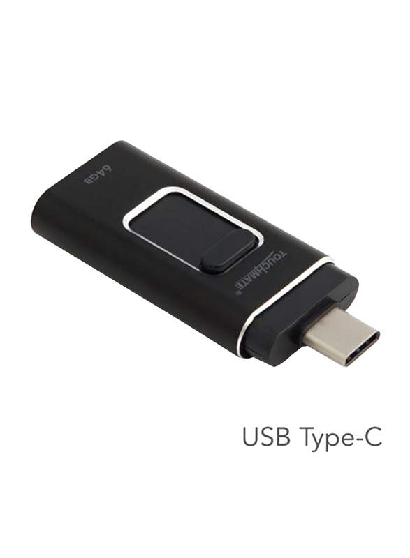 Touchmate 64GB 4-in-1 Smartphone USB Drive, TM-USB64GQ, Black