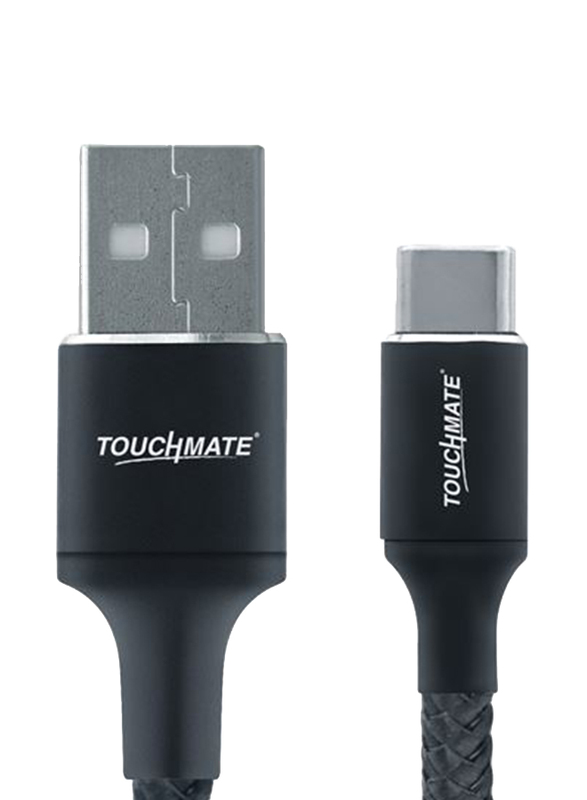 Touchmate 1-Meter USB Type-C Fabric Braided Charge and Data Sync Cable, High-Speed 2.4A USB Type A Male to USB Type-C for Smartphone, Black