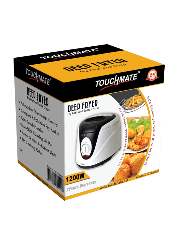 Touchmate 2L Deep Fryer, 1200W, TM-DF200BW, Black/White
