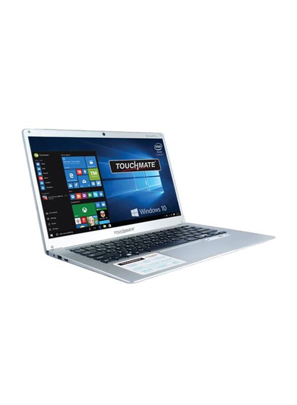 Touchmate Notebook Laptop, 14-inch Full-HD Display, Intel Celeron 2.40 GHz, 1TB HDD + 64GB SSD, 4GB RAM, Windows 10, English Keyboard, TM-NB148TSH, Silver