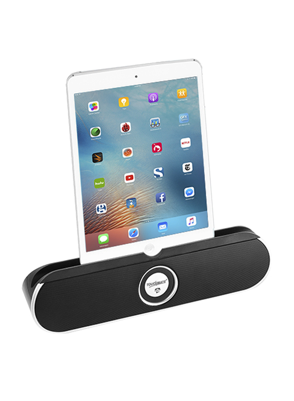 Touchmate TM-BTS600 Wireless Portable Bluetooth Speaker with Tablet Stand, Black/Silver