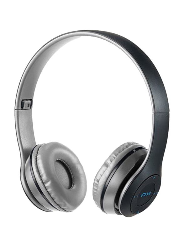 Touchmate TM-BTH500 Wireless Bluetooth On-Ear Headphones with Mic, FM, Aux & SD Card Slot, Grey/Black