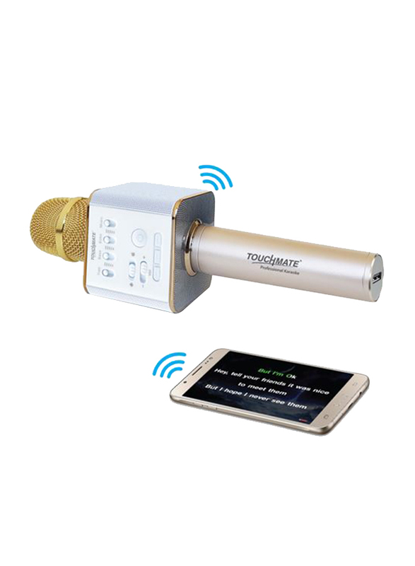 Touchmate TM-QK300N Wireless Karaoke Microphone with Bluetooth Dual Speakers and Equalizer, Gold