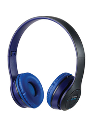 Touchmate TM-BTH500 Wireless Bluetooth On-Ear Headphones with Mic, FM, Aux & SD Card Slot, Blue/Black