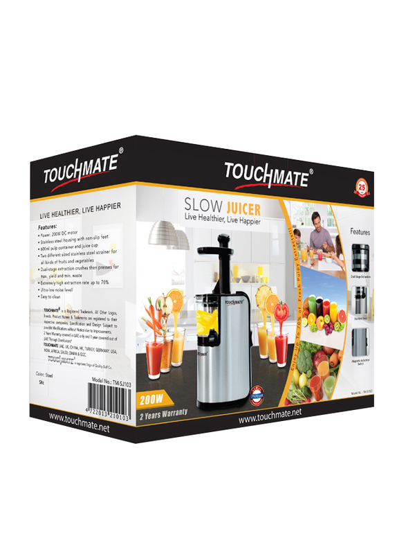Touchmate 600ml Slow Juicer, 200W, TM-SJ103, Silver/Black