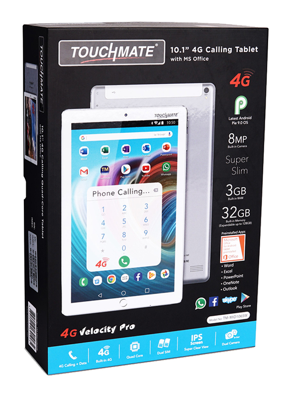 Touchmate 4G Velocity Pro 32GB White 10.1-inch Tablet, Quad Core 1.5GHz, 3GB RAM, 4G