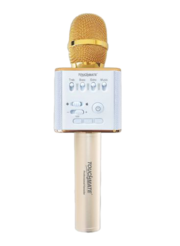Touchmate TM-QK300N Wireless Karaoke Microphone with Bluetooth Dual Speakers and Equalizer, Gold