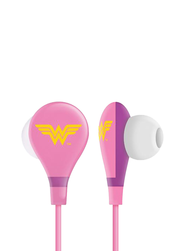 Touchmate Wonder Woman 3.5 mm Jack In-Ear Ultra Bass Earphones with Mic, Pink