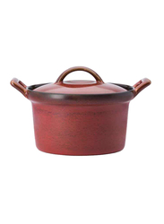 Luzerne 16oz Rustic China Round Casserole, 16.8 x 13.4 x 7.5cm, Crimson Maroon