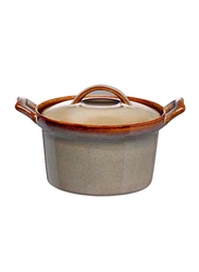 Luzerne 16oz Rustic China Round Casserole, 16.8 x 13.4 x 7.5cm, Sama Yellow