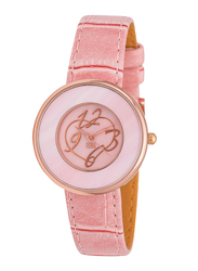 Generic Analog Watch for Women, with Leather Band, Water Resistant, Pink